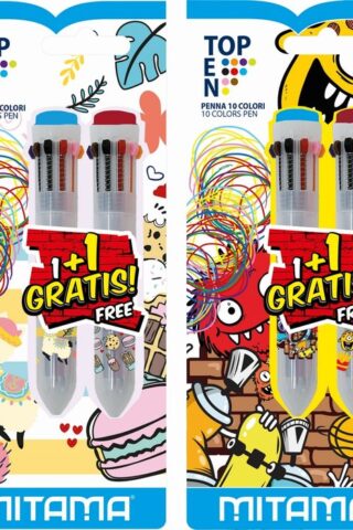 BOLIGRAFO 10 COLORES BLISTER DIBUJOS SURTIDOS 1+1 GRATIS