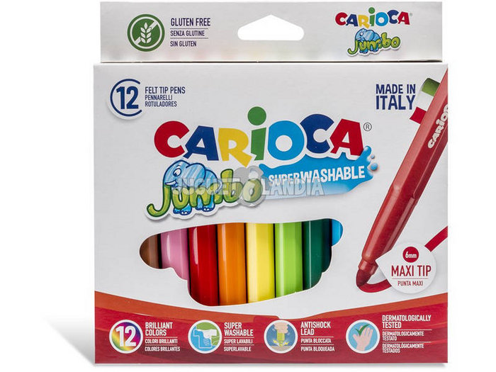 Lápices de colores Carioca largos Jumbo por 12 unidades - Coversa